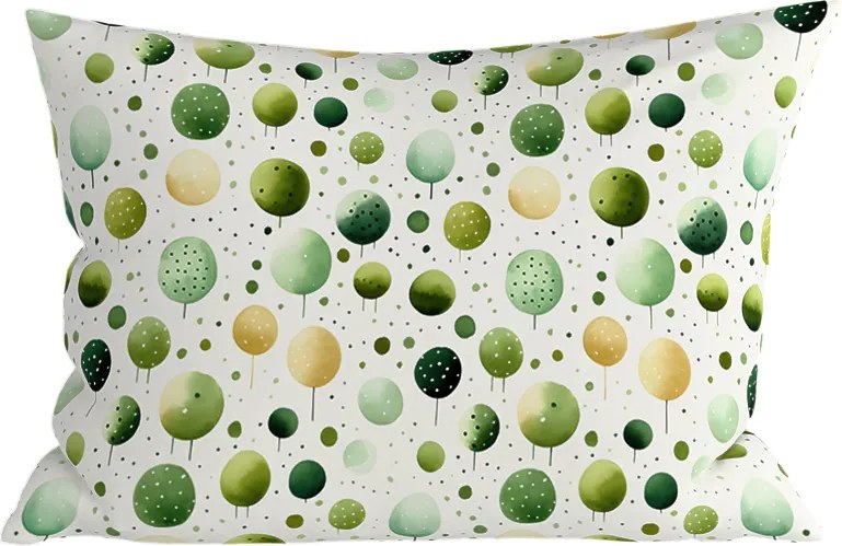 Poliestrowo-bawełniana poszewka na poduszkę GREEN TREES POLY 50x70 cm, zielona