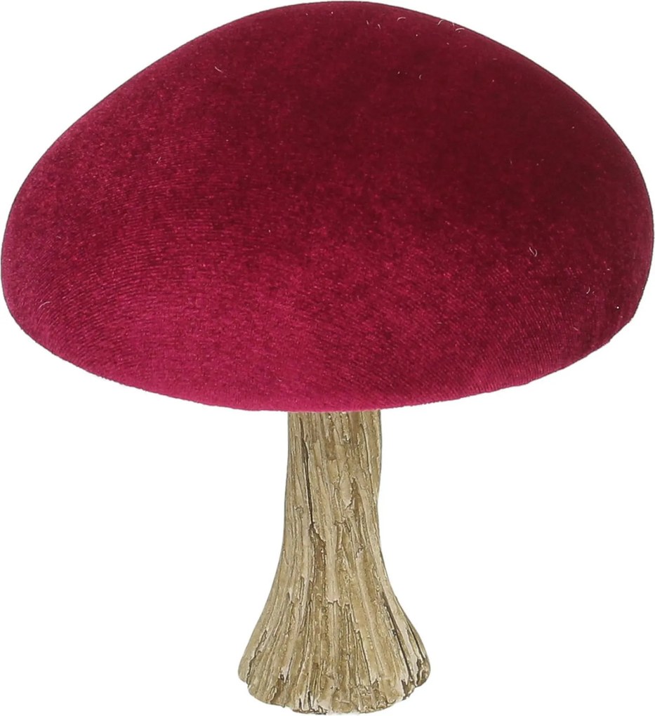 Dekoracja Velvet Mushroom 17 cm ruby