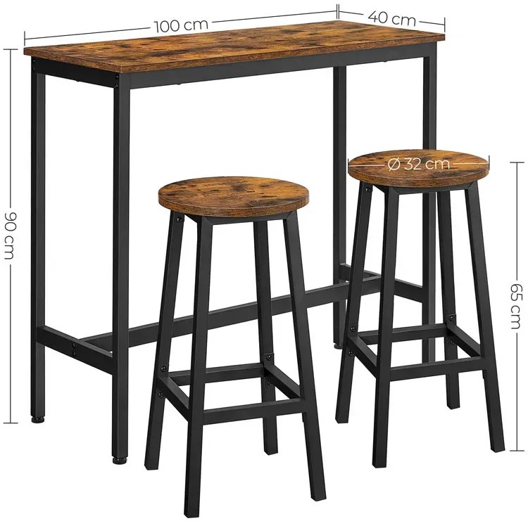 Industrialny stół barowy z 2 stołkami Z5-H40