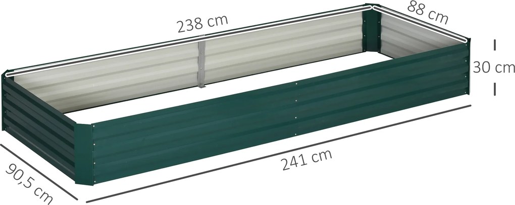 Outsunny Podwyższone łóżko ogrodowe Stal Otwarte dno Łatwy montaż Zielony 95x90 5x29 8cm | Aosom PL