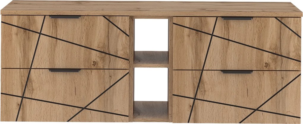 Komplet dwóch szafek łazienkowych z regałem Wood 02, dąb wotan - zestaw 7
