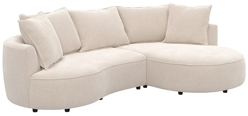 Kanapa narożna prawostronna  z beżowej tkaniny szenilowej CEPRANO od Maison Céphy