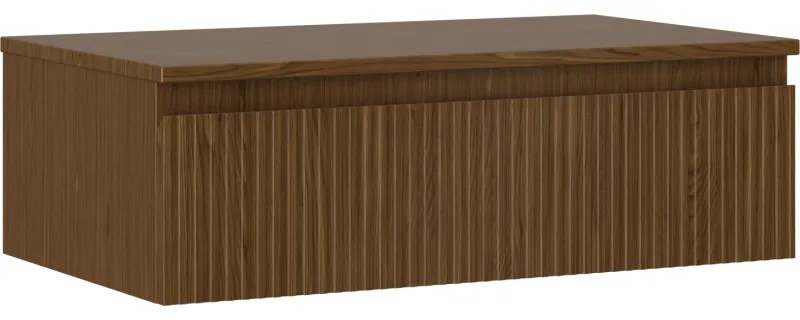 Mexen Rivel szafka łazienkowa podumywalkowa 80 cm z blatem, 1 szuflada, ryflowana , orzech - 91A20-08023-1-BFC86