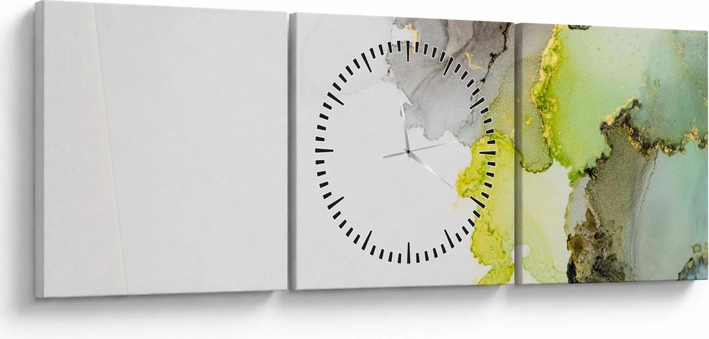 Obraz - Sztuka abstrakcyjna w tuszu (z zegarem) (90x30 cm)