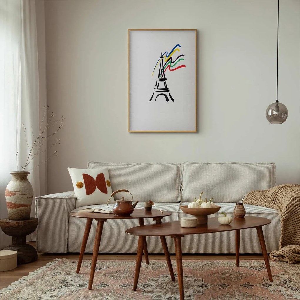 Plakat Wieża Eiffla i kolory 29,7x42 cm z ramą złotą bez marginesu ARTGEIST B