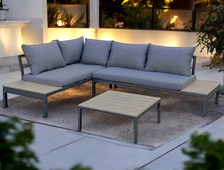 Zestaw mebli ogrodowych narożnik i stolik Tenerife 007, szary