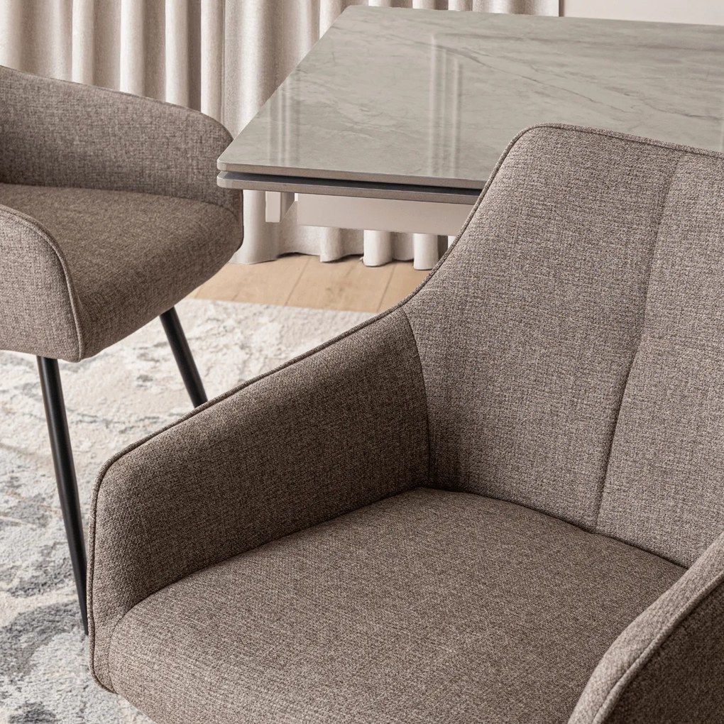 Krzesło Tapicerowane do Salonu PALMA Cappuccino Nowoczesne