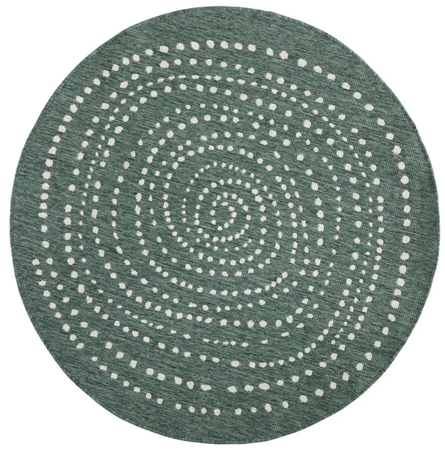 Zielony dwustronny dywan zewnętrzny NORTHRUGS Bali, Ø 140 cm