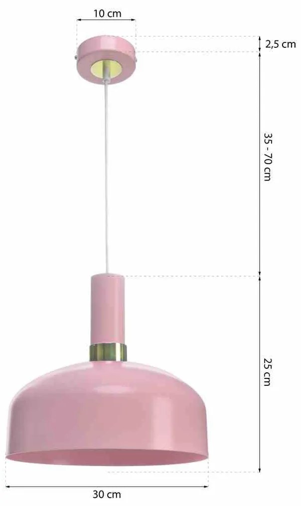 Lampa wisząca MALMO PINK 1xE27, różowa, pojedyncza,