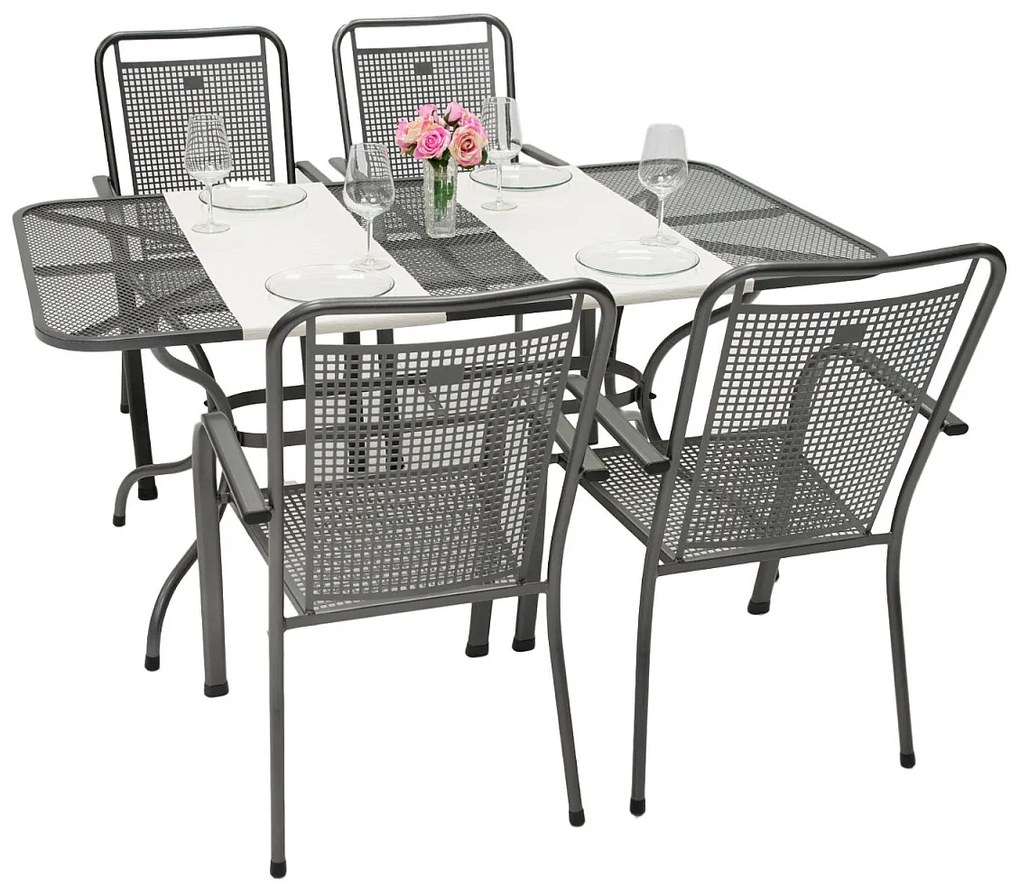 Metalowy zestaw ogrodowy SAVANA I. 1 + 4 Stół prostokątny 145x90 cm (CT0309)