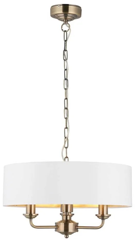 Endon 98934 - Żyrandol na łańcuchu HIGHCLERE 3xE14/40W/230V biały/mosiądz