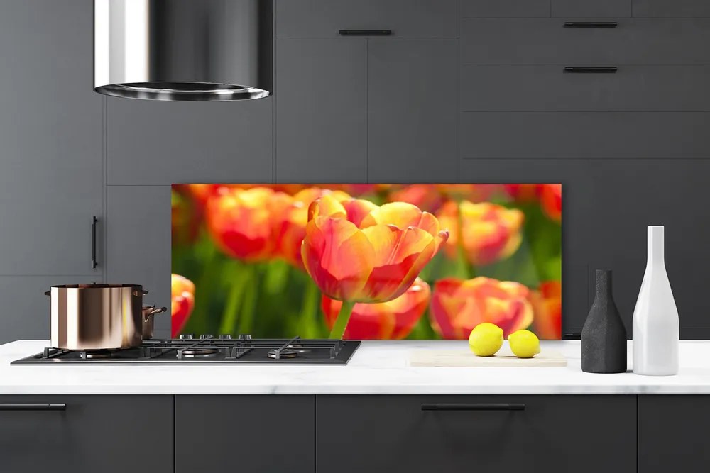 Panel Szklany Barwna Łąka Tulipanowa