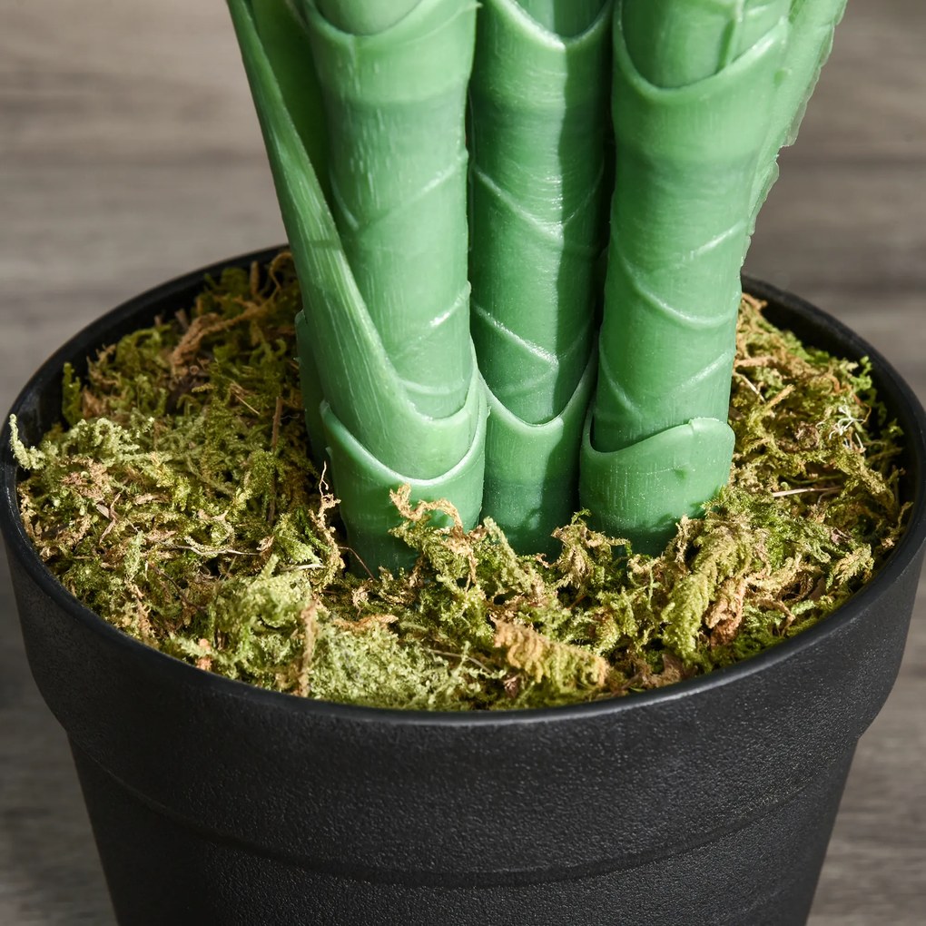 Outsunny Sztuczna palma 125cm duża sztuczna roślina z 18 liśćmi w doniczce do salonu i balkonu | Aosom PL