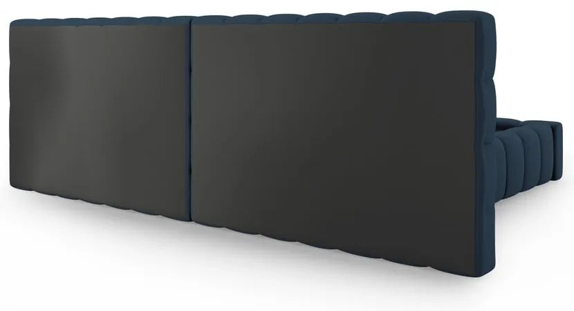 Ciemnoniebieskie tapicerowane łóżko dwuosobowe ze schowkiem i stelażem 180x200 cm Mamaia – Micadoni Home