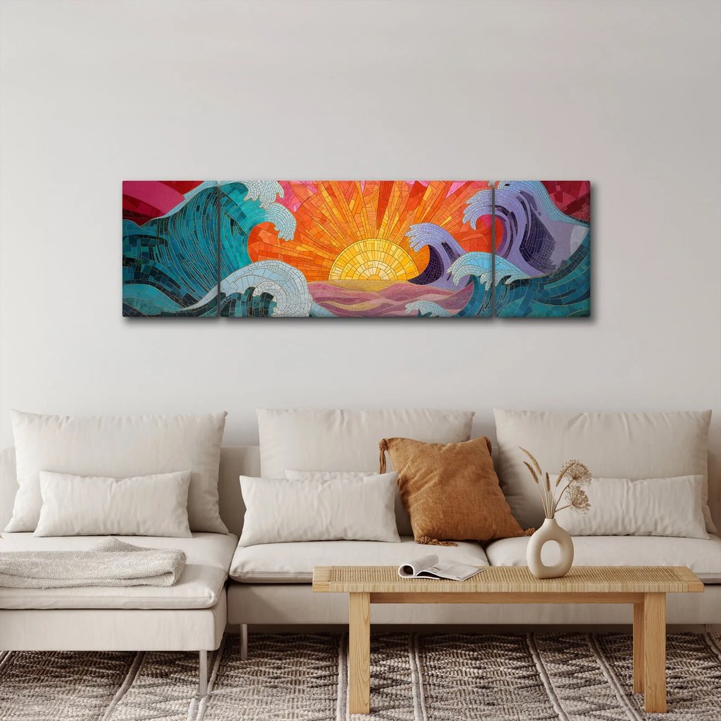Obraz - Mozaika fal (170x50 cm)