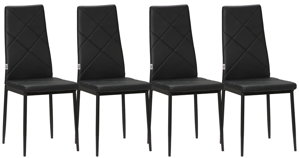 HOMCOM Zestaw 4 Krzesła Jadalniane Kuchenne Nowoczesny Design 41x50x97cm Czarne | Aosom PL