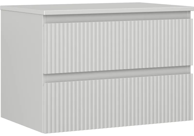 Mexen Rivel szafka łazienkowa podumywalkowa 70 cm z blatem, 2 szuflady, ryflowana , szara mat - 91A20-07047-2-BFFC62