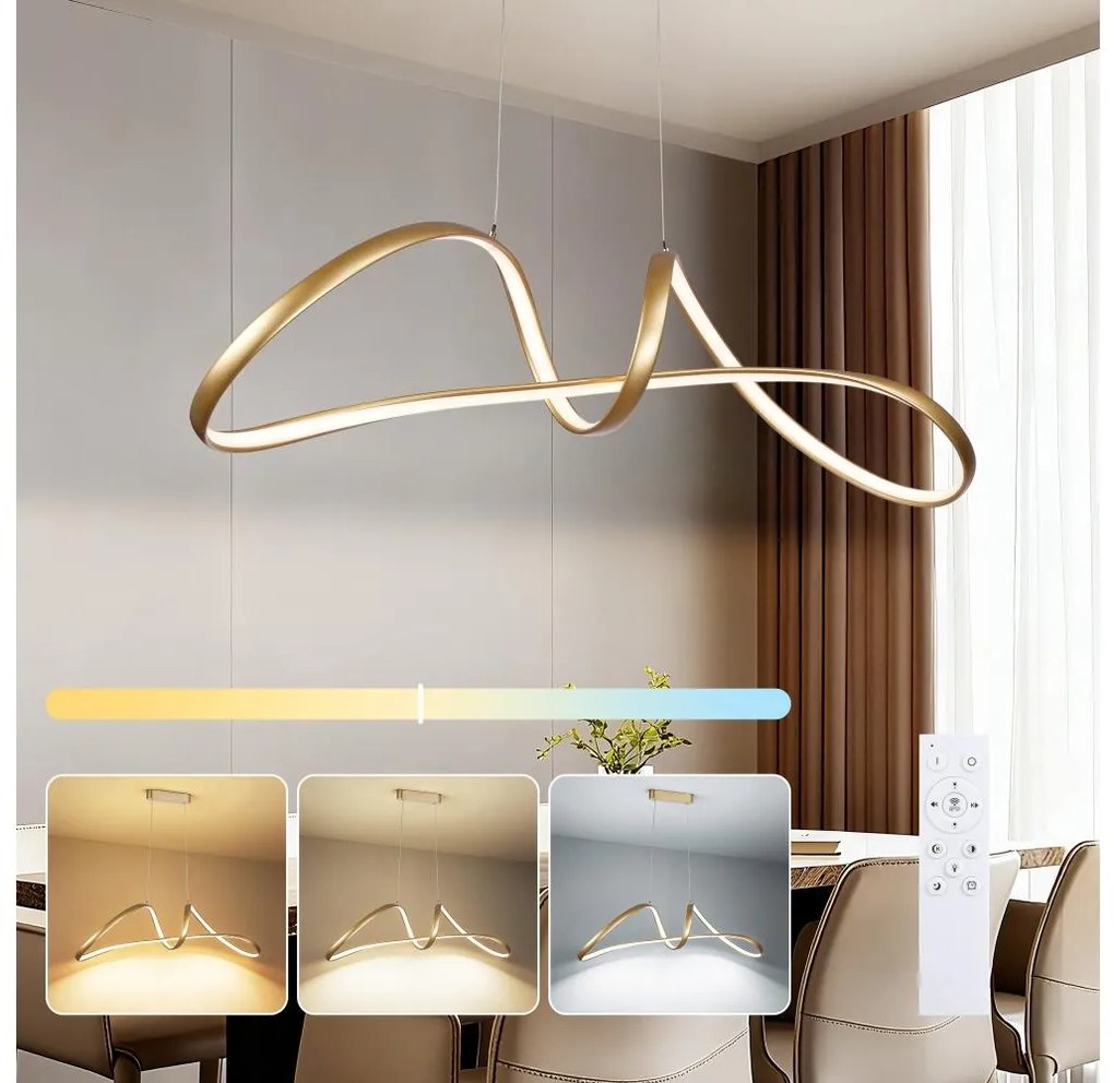 Brilagi-LED Ściemnialna lampa wisząca na lince TWISTER LED/60W/230V 3000-6000K złota+pilot