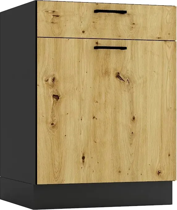 Szafka kuchenna z szufladą 60 cm grafit + dąb artisan A1-C62