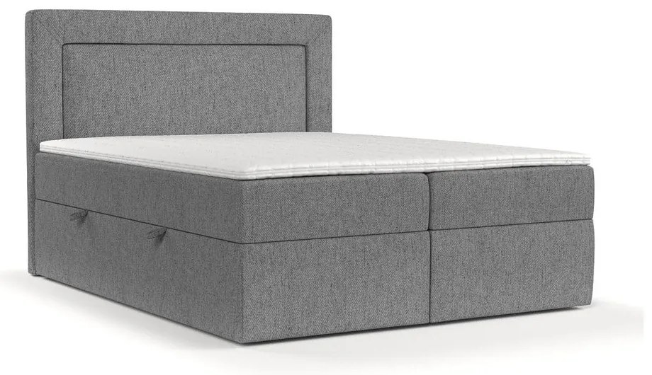 Szare łóżko boxspring ze schowkiem 160x200 cm Imagine – Maison de Rêve