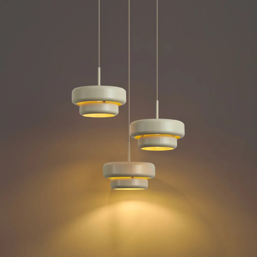 Retro Lampa Wisząca Beżowa z Metalowym Kloszem 3-punktowa - Ophelia