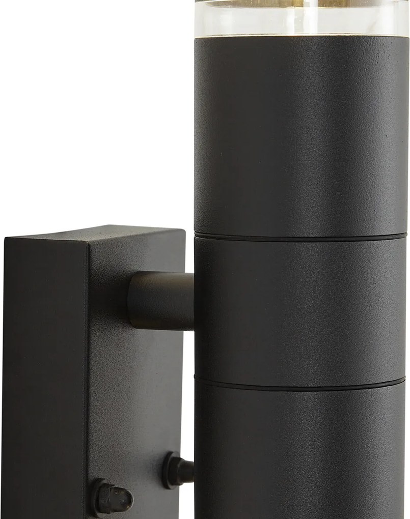 Nowoczesna lampa ścienna zewnętrzna czarna 2-punktowa IP44 z czujnikiem ruchu - Dubbla