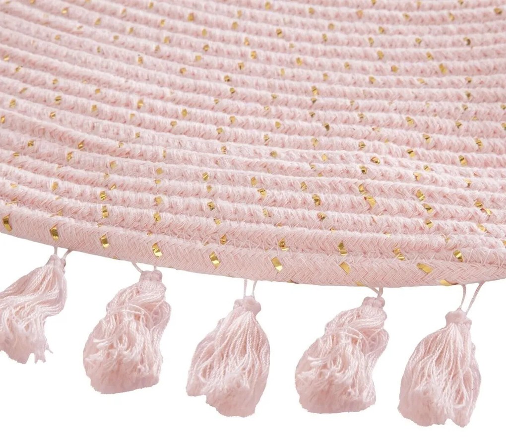 Okrągły różowy dywan z frędzlami PINK 90 cm