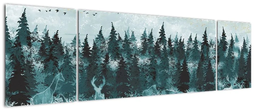 Obraz - Zwierzęta w lesie (170x50 cm)