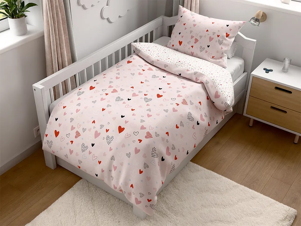 PrzytulneMieszkanie.pl PrzytulneMieszkanie.pl Pościel do łóżeczka krepowa Renforcé LOVITA różowa Rozmiar pościeli: 45 x 65 cm | 90 x 140 cm