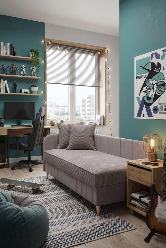 Różowy Tapczan Tapicerowany Młodzieżowy R2-W67