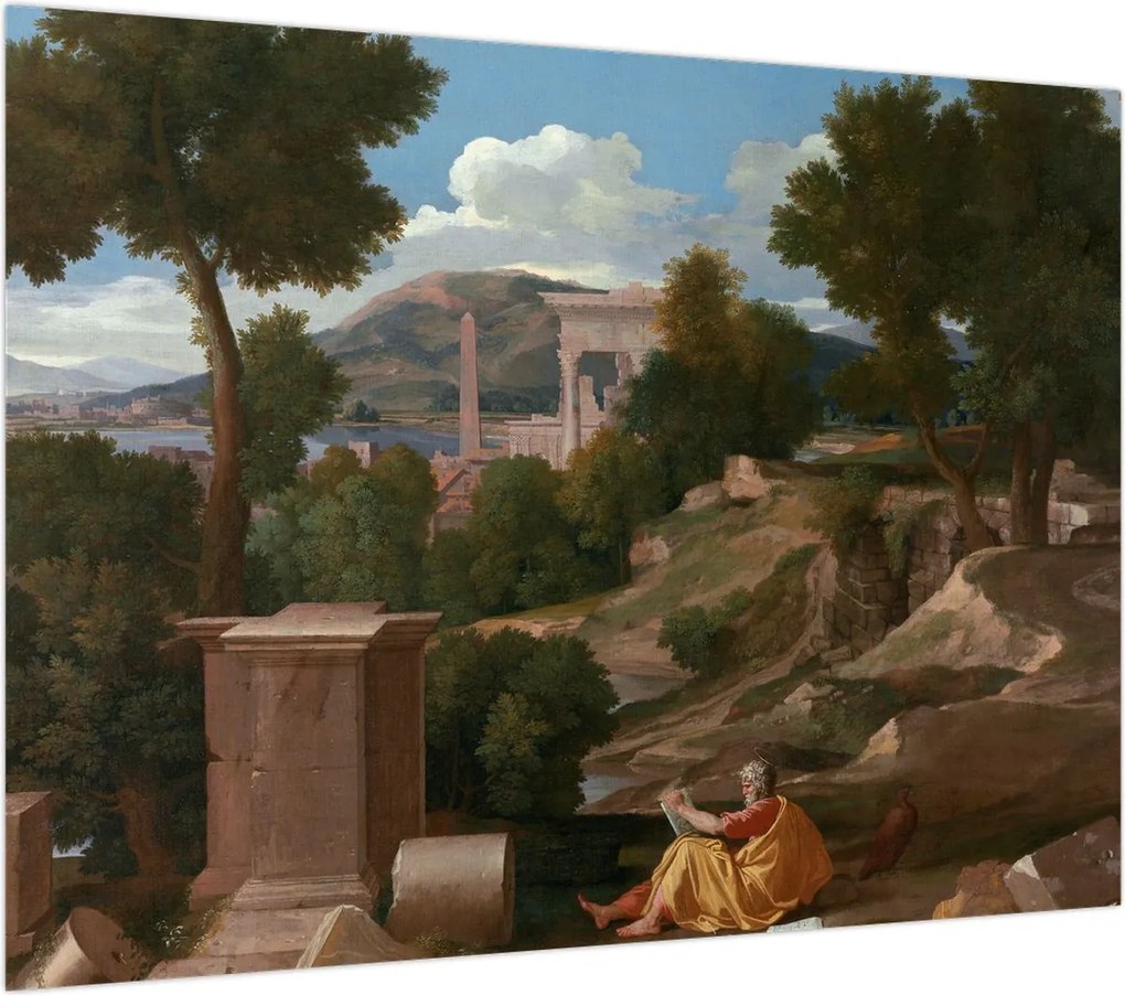 Obraz - Nicolas Poussin, Landscape with Saint John on Patmos, reprodukcje (70x50 cm)
