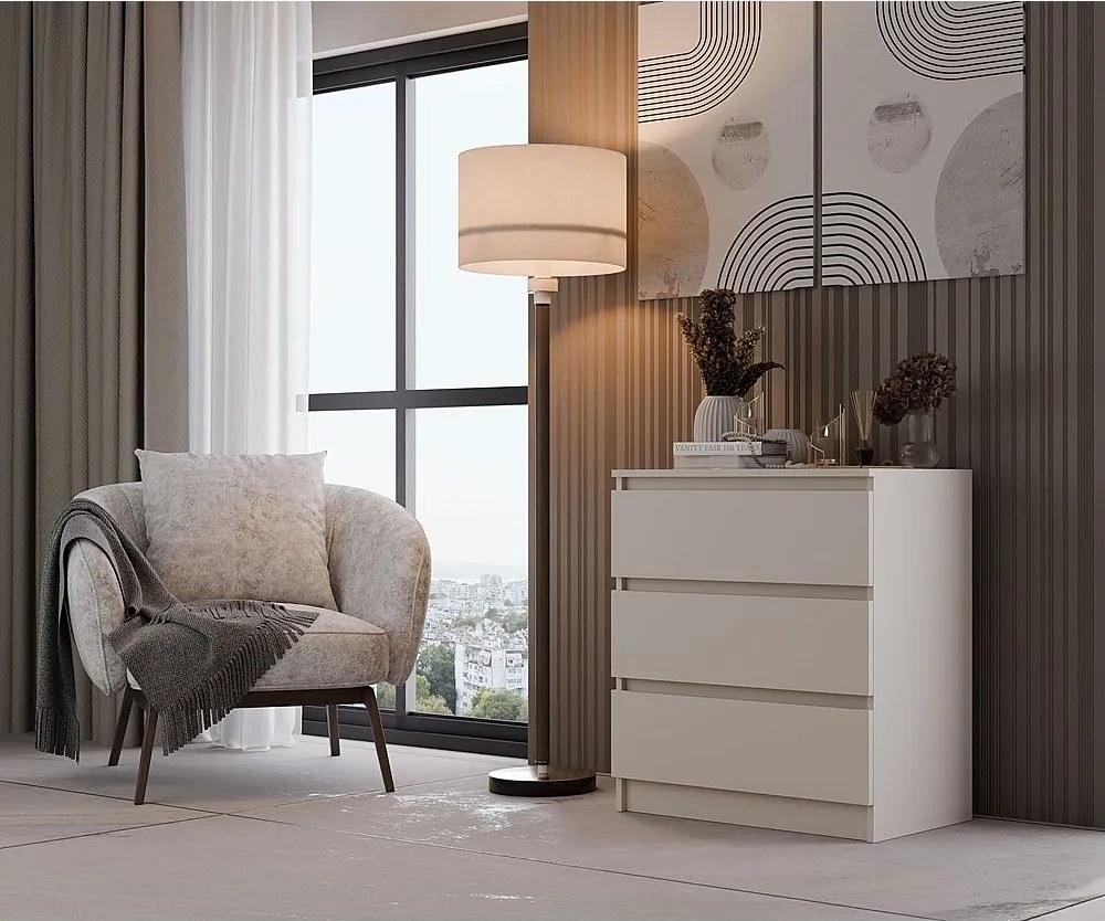 Komoda Malwa M3 | Kaszmir | 70x40x75 cm| Nowoczesna, 3 szuflady