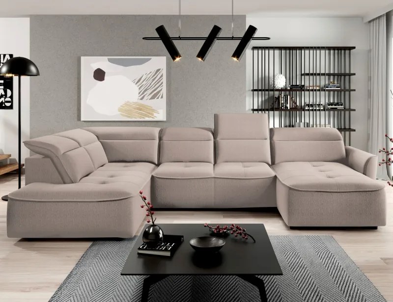 Narożnik MURILLO XL z elektryczną regulacją siedziska Lewostronny w tkaninie VOUGE 02 WERSAL