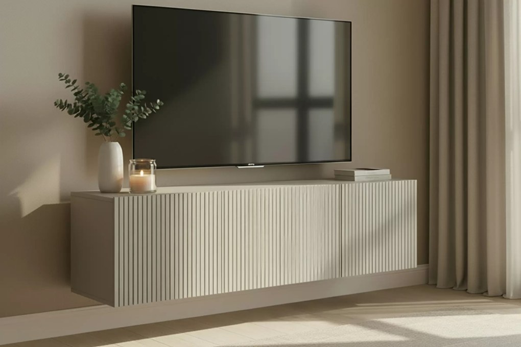 Szafka RTV wisząca Nicole 150 cm z szufladą - kaszmir mat