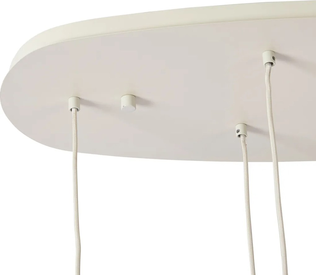 Lampa wisząca Japandi beżowa z materiałowymi kloszami 6-punktowa - Yente