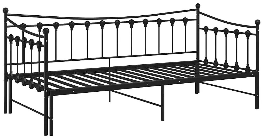 Czarne rozkładane łóżko metalowe 90x200 cm - Sawga