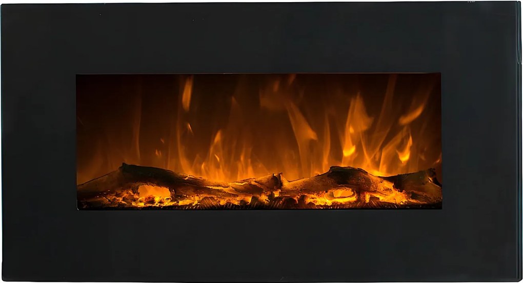 Kominek elektryczny CHANDELA - Szer. 84 x Gł. 14 x Wys. 45 cm - Czarny