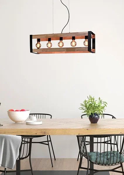 Industrialna lampa wisząca z drewnianymi elementami - T022 - Kavo
