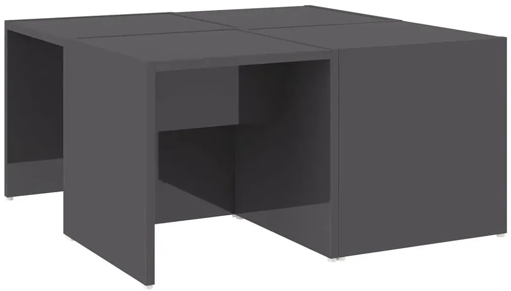 Komplet 4 kwadratowych stolików szary połysk A2-F87