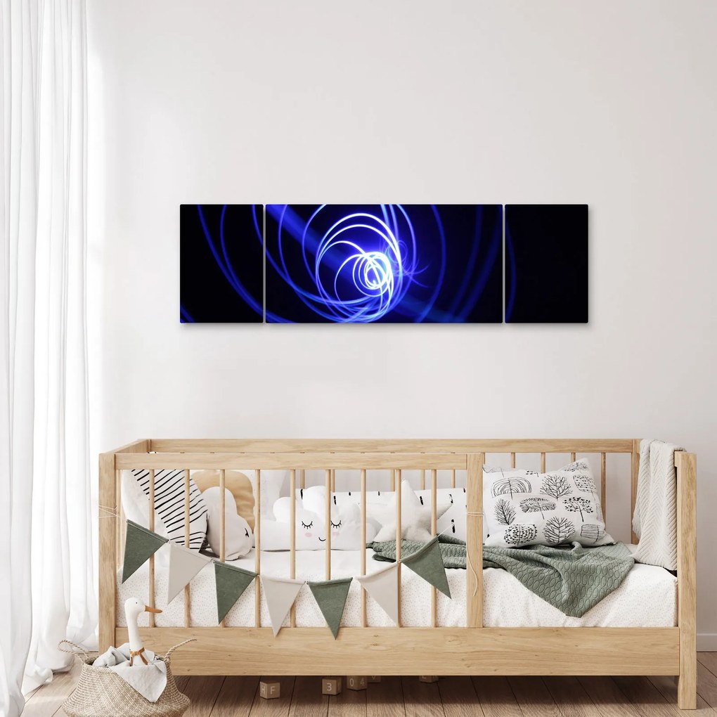 Obraz niebieskich spiral (170x50 cm)