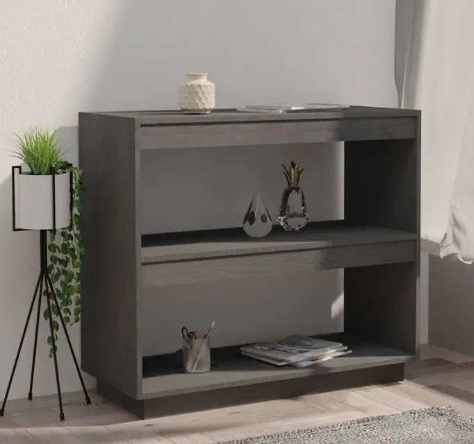 Szary niski regał z litego drewna - Lika 14X