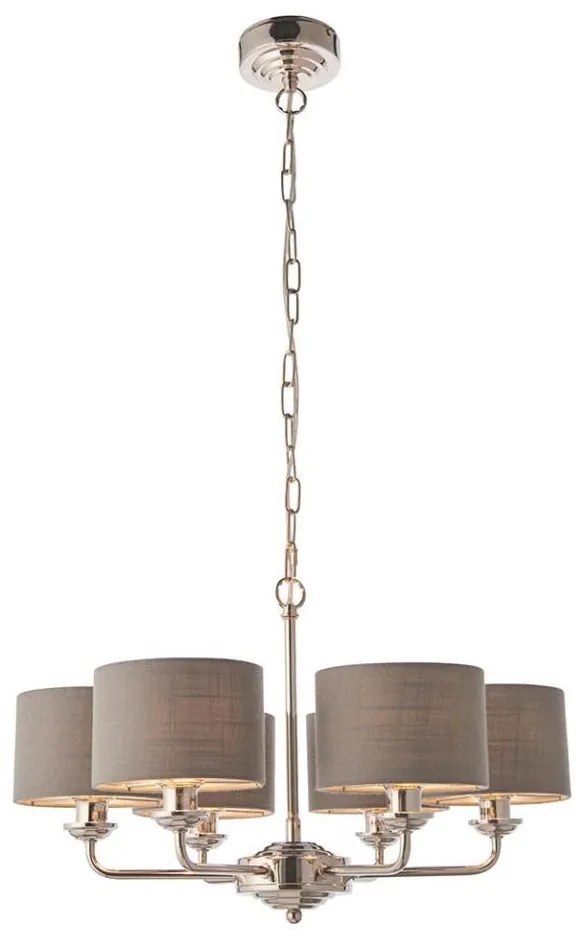 Endon 94381 - Żyrandol na łańcuchu HIGHCLERE 6xE14/28W/230V szary/chrom błyszczący