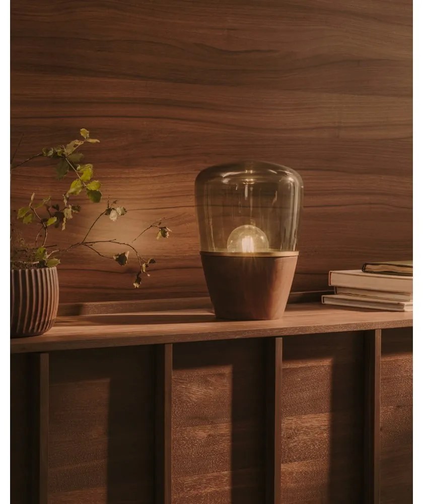 Zielono-naturalne lampa stołowa ze szklanym kloszem (wysokość 30 cm) Silex – Kave Home