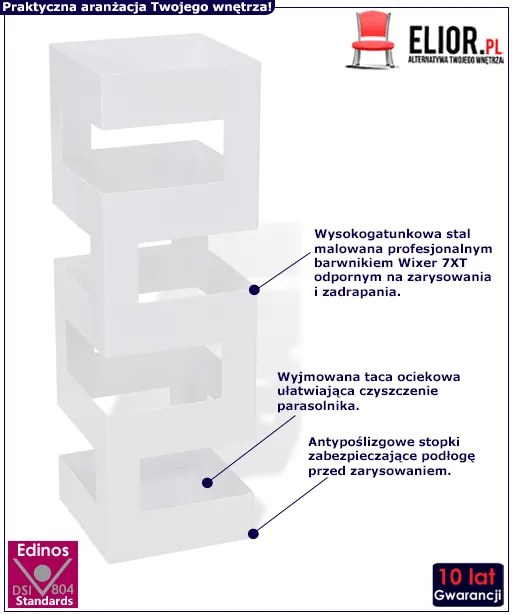 Biały designerski stojak na parasole Rewno