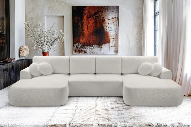 Narożnik VELO XL wolnostojący układ U z funkcją spania w tkaninie Coral 65 DomoHome