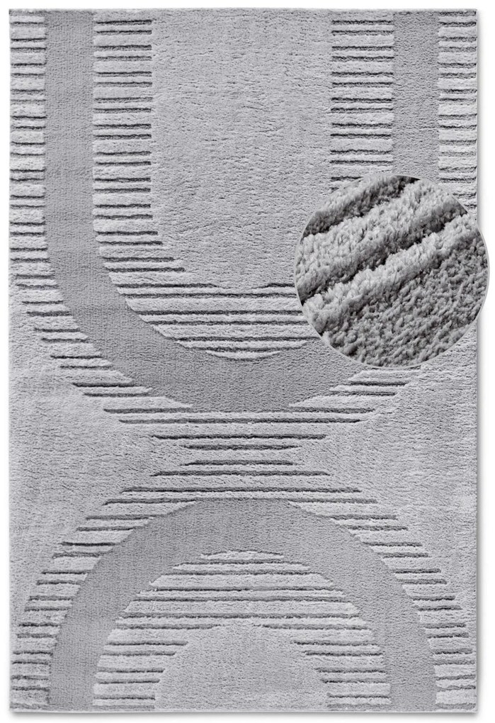 Dywan nowoczesny Gallery 3D Geometryczny szary 200 cm x 280 cm