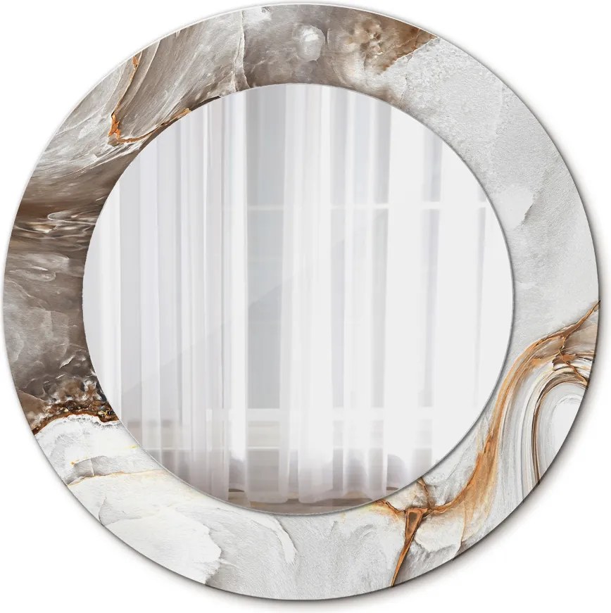 Lustro z nadrukiem dekoracyjne okrągłe Jasny marmur