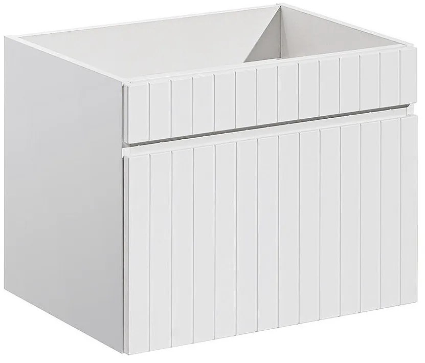 Szafka pod umywalkę wisząca ryflowana biała - 60 cm - SATARA