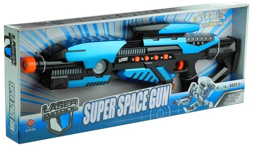 Kosmiczny pistolet 5 kolorów świateł led + dźwięki