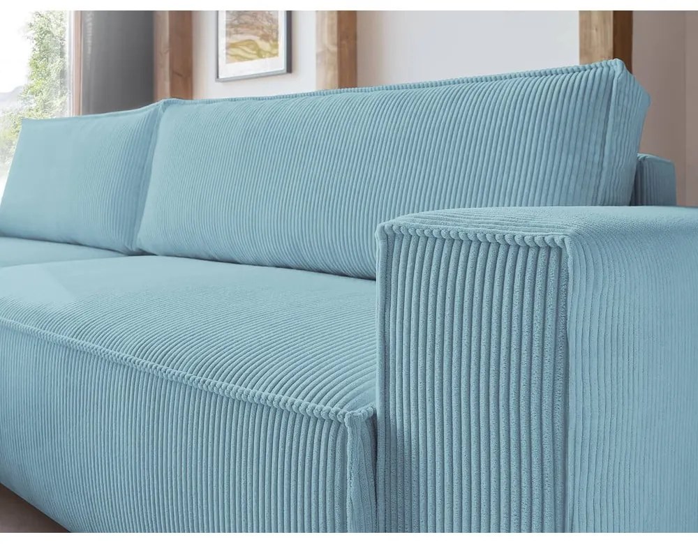 Miętowy sztruksowy rozkładany/ze schowkiem narożnik Nihad – Bobochic Paris